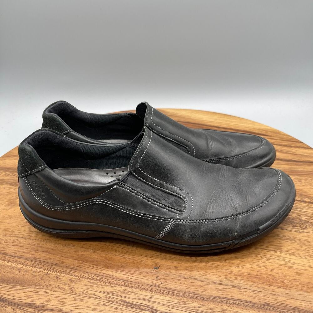 Ecco Shoes Womens Size 8 / 39 Black Leather Slip On Casual Loafer Flats Comfort